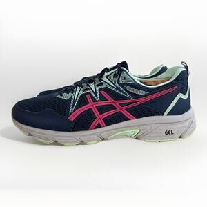 ASICS Womens 12 W Gel Venture 8 Running Shoes Mako Blue Pink Glo